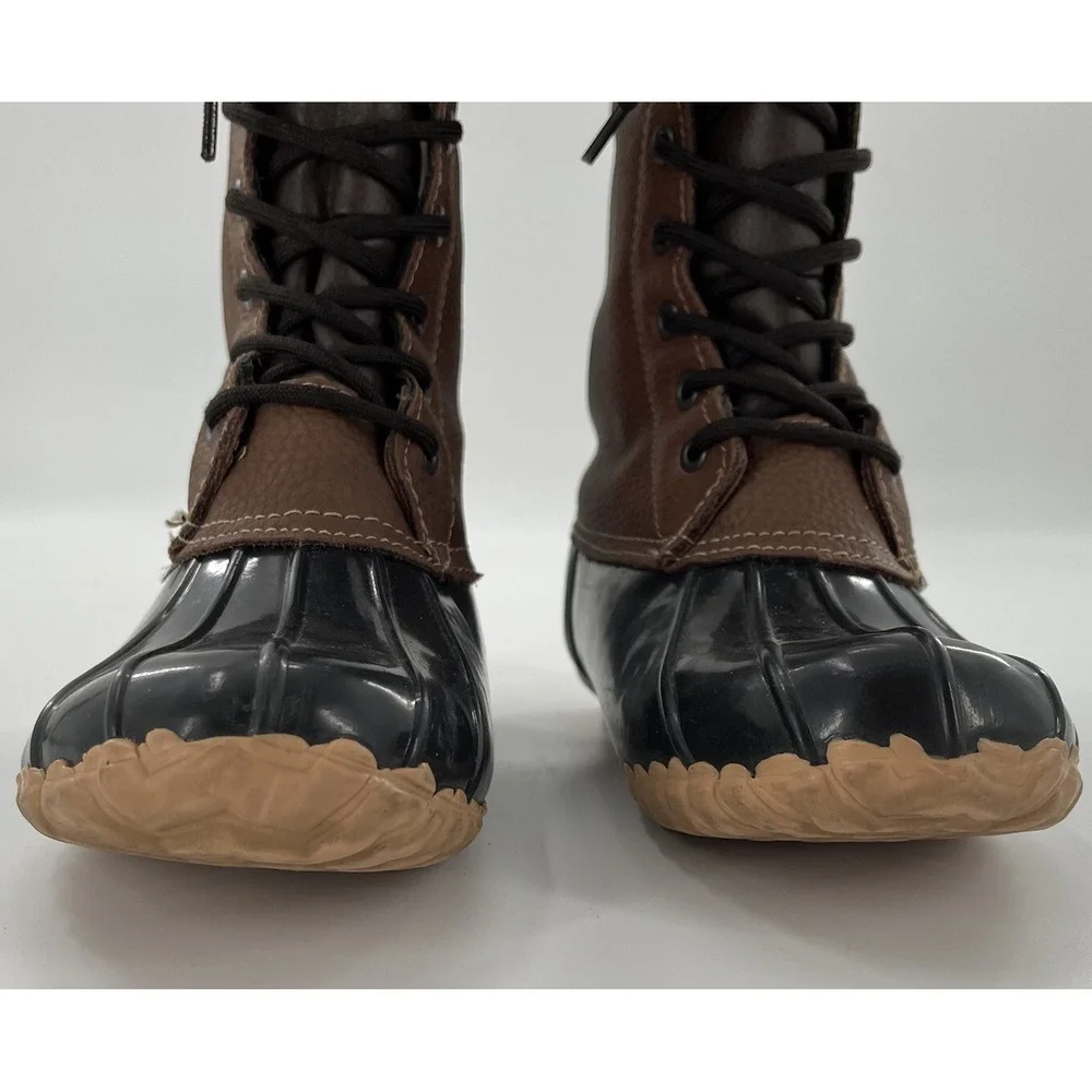 Sporto Daphne Leather Snow Duck Boot Womens 6 Black Mid Calf Black Winter‎ Laces